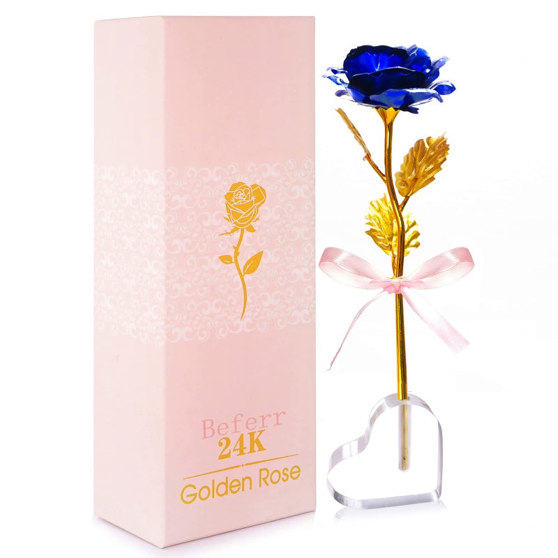 Beferr Valentines Day Rose Gifts for Her, Birthday Gifts for Women Mom Galaxy Rose Glass Forever Flowers with Heart-Shaped Base Eternal Crystal Roses Valentine Gifts for Grandma Wife Sister Girlfriend - Image 1
